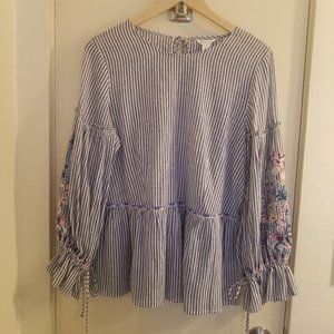 Caslon Embroidery Peplum Blouse. NWOT